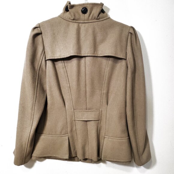 Anthropologie Idra Tan Ruffle Jacket Wool Blend Size 6 - Picture 3 of 7